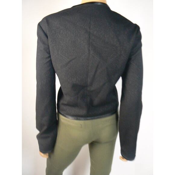 Magaschoni Black Jacquard Faux Leather Snap Front Jacket Blazer 12 NEW M397 - Picture 2 of 6